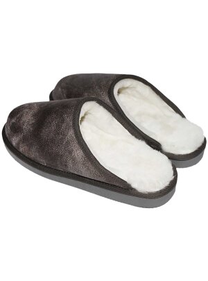 Lammfell Pantoffel, Lammfell Slipper grau/weiß  für Damen und Herren, echtes Lammfell, Herstellung Europa