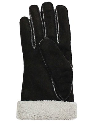 Lammfell Fingerhandschuhe für Damen Herren schwarz/weiß aus echtem curly Lammfell