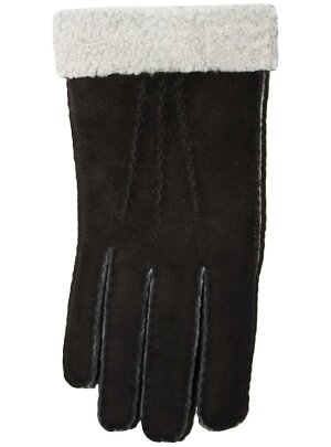 Lammfell Fingerhandschuhe für Damen Herren schwarz/weiß aus echtem curly Lammfell