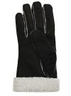 Lammfell Fingerhandschuhe für Damen Herren schwarz/weiß aus echtem curly Lammfell 10