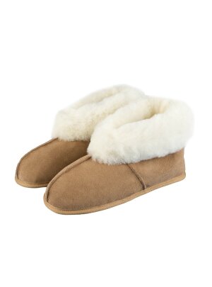 Lammfell Hausschuhe, Hüttenschuhe Unisex für Damen und Herren mit weicher Ledersohle, echtes Lammfell, Herstellung Europa 36