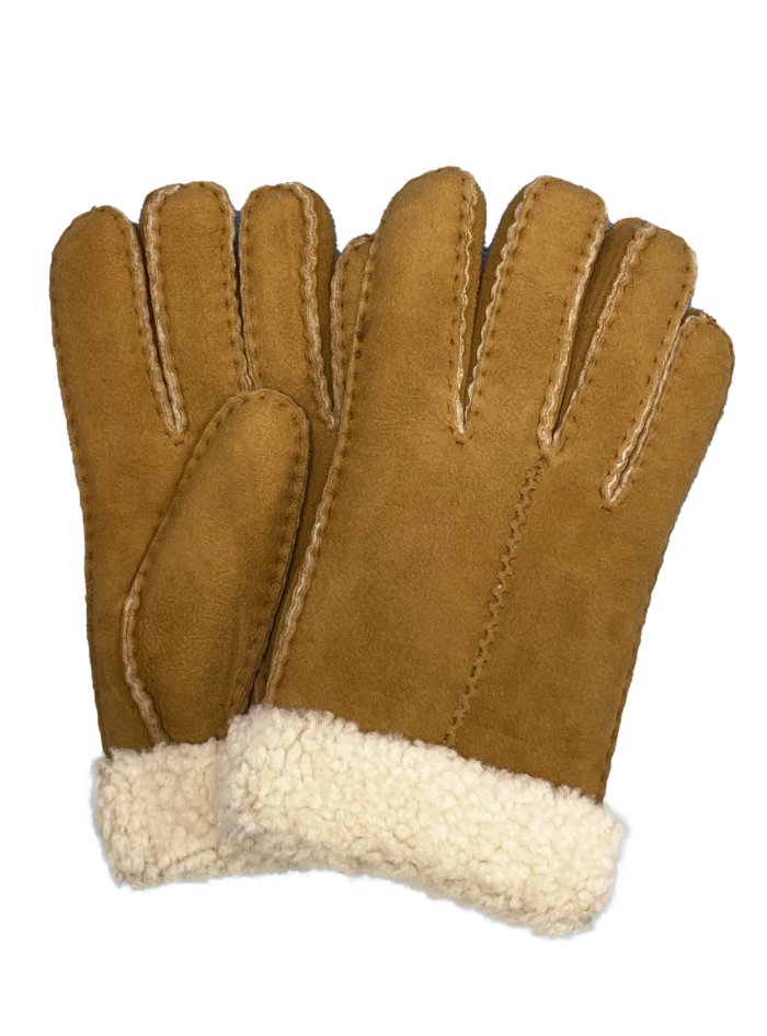 Fingerhandschuhe Hochstein echt Lammfell für Damen und Herren, Handschuhe in Premiumqualität aus Babycurly Merino handgnäht camel