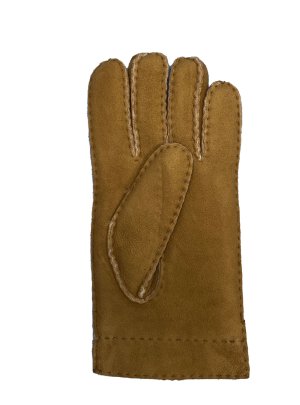 Fingerhandschuhe echt Lammfell für Damen, Handschuhe in Premiumqualität aus Babycurly Merino handgnäht camel Größe 8