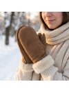 Lammfell Handschuhe Arber echtes Merinolamm für Damen und Herren, Fäustlinge, Fausthandschuhe in Premiumqualität aus spanischem Merino camel