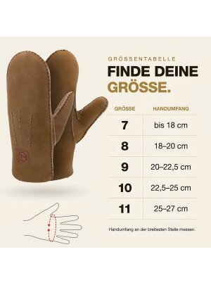 Lammfell Handschuhe Arber echtes Merinolamm für Damen und Herren, Fäustlinge, Fausthandschuhe in Premiumqualität aus spanischem Merino camel 9