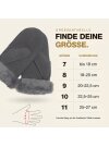 Lammfell Handschuhe Arber echtes Merinolamm für Damen und Herren, Fäustlinge, Fausthandschuhe in Premiumqualität aus spanischem Merino grau