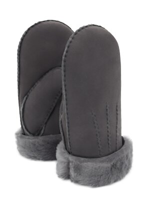 Lammfell Handschuhe Arber echtes Merinolamm für Damen und Herren, Fäustlinge, Fausthandschuhe in Premiumqualität aus spanischem Merino grau 7