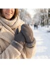 Lammfell Handschuhe Arber echtes Merinolamm für Damen und Herren, Fäustlinge, Fausthandschuhe in Premiumqualität aus spanischem Merino grau 11