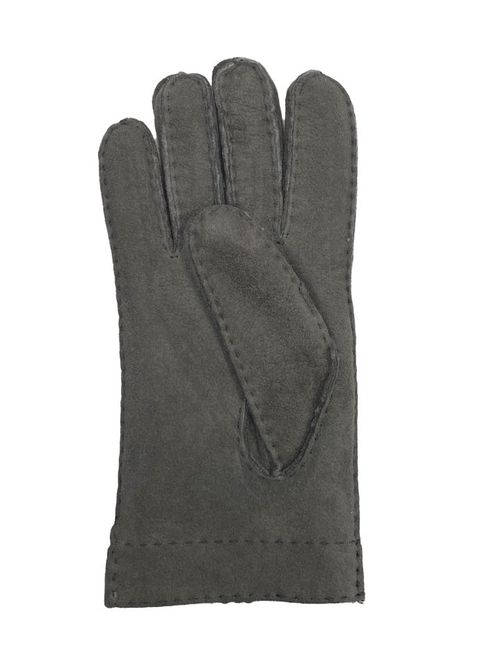 Fingerhandschuhe Hochstein echt Lammfell für Damen und Herren, Handschuhe in Premiumqualität aus Baby Curly Merinolamm handgenäht grau