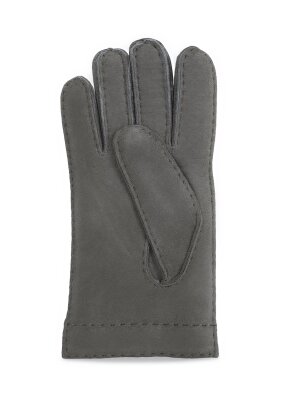 Fingerhandschuhe Hochstein echt Lammfell für Damen und Herren, Handschuhe in Premiumqualität aus Baby Curly Merinolamm handgenäht grau 7 1/2