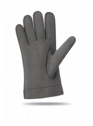 Fingerhandschuhe Hochstein echt Lammfell für Damen und Herren, Handschuhe in Premiumqualität aus Baby Curly Merinolamm handgenäht grau 7 1/2