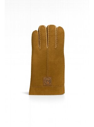 Fingerhandschuhe Hochstein echt Lammfell für Damen und Herren, Handschuhe in Premiumqualität aus Babycurly Merino handgnäht camel 8 1/2