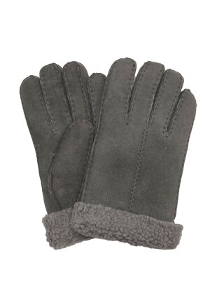 Fingerhandschuhe Hochstein echt Lammfell für Damen und Herren, Handschuhe in Premiumqualität aus Baby Curly Merinolamm handgenäht grau 9 1/2