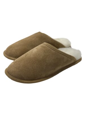 Lammfellpantoffel, Hausschuhe aus echtem Lammfell mit weicher Ledersohle, Slipper Rohn-Moden Molly  beige