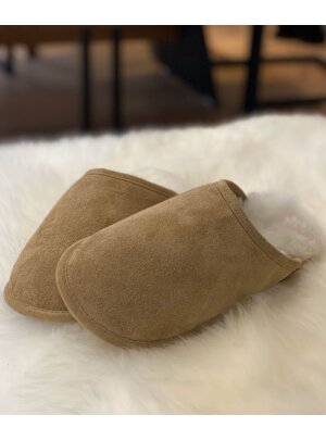 Lammfellpantoffel, Hausschuhe aus echtem Lammfell mit weicher Ledersohle, Slipper Rohn-Moden Molly  beige 36/37