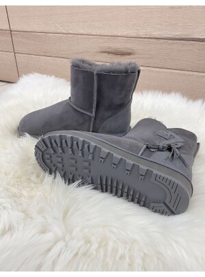 Rohn Lammfell Boots für Damen, Winterstiefel Stockholm grau