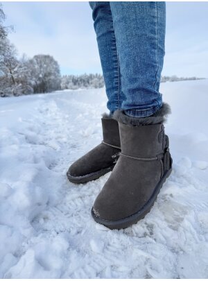 Rohn Lammfell Boots für Damen, Winterstiefel Stockholm grau