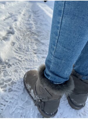 Rohn Lammfell Boots für Damen, Winterstiefel Stockholm grau