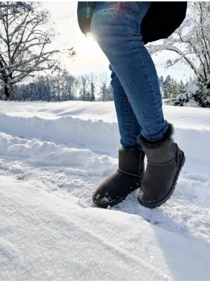 Rohn Lammfell Boots für Damen, Winterstiefel Stockholm grau 39