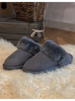 Pantoffel Slipper Hausschuhe echt Lammfell Rohn Talea grau