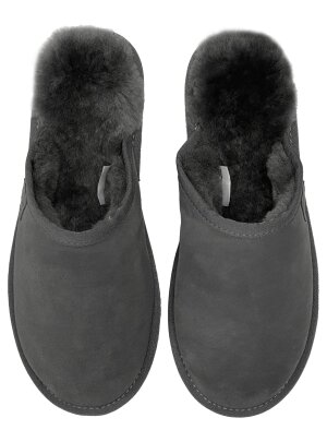 Pantoffel Loisl für Herren, Slipper Hausschuhe echt Lammfell Rohn grau 41