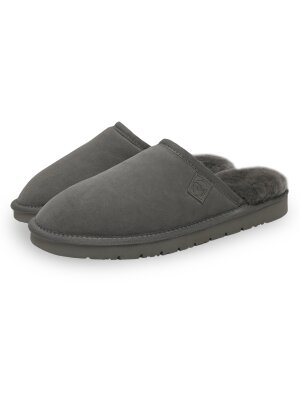 Pantoffel Loisl für Herren, Slipper Hausschuhe echt Lammfell Rohn grau 45