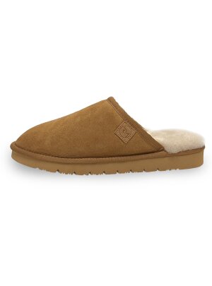 Pantoffel Loisl für Herren, Slipper Hausschuhe echt Lammfell Rohn braun 42