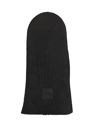 Lammfell Handschuhe Arber echtes Merinolamm für Damen und Herren Fäustlinge, Fausthandschuhe in Premiumqualität aus spanischem Merino anthrazit schwarz dunkelgrau