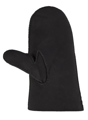Lammfell Handschuhe Arber echtes Merinolamm für Damen und Herren Fäustlinge, Fausthandschuhe in Premiumqualität aus spanischem Merino anthrazit schwarz dunkelgrau