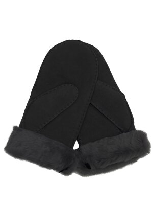 Lammfell Handschuhe Arber echtes Merinolamm für Damen und Herren Fäustlinge, Fausthandschuhe in Premiumqualität aus spanischem Merino anthrazit schwarz dunkelgrau  10