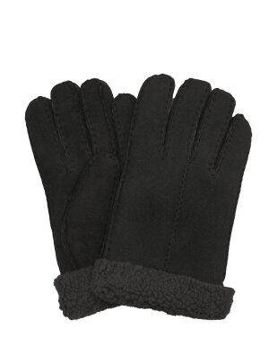 Fingerhandschuhe Hochstein echt Lammfell für Damen und Herren, Handschuhe in Premiumqualität aus Baby Curly Merinolamm handgenäht anthrazit dunkelgrau schwarz 9