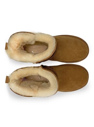 Rohn Lammfell Boots für Damen, Winterstiefel Helsinki braun 42