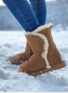 Rohn Lammfell Boots für Damen, Winterstiefel Helsinki braun 42