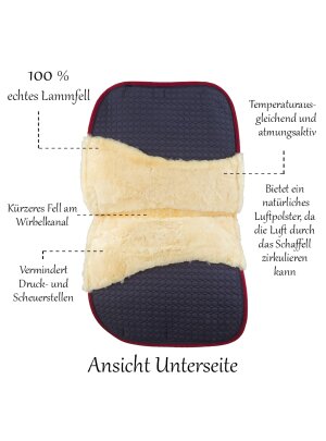 Lammfell Schabracke Flocke von Rohn, Satteldecke für Pferde, marineblau, Dressur D