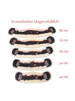 Lammfell Sattelgurt Mady von Rohn, Mondgurt für Pferde, anatomische Form 40 cm