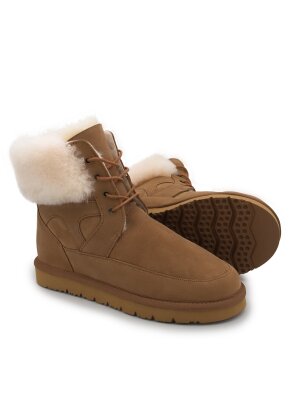 Rohn Lammfell Boots für Damen und Herren, Winterstiefel Skara braun 39
