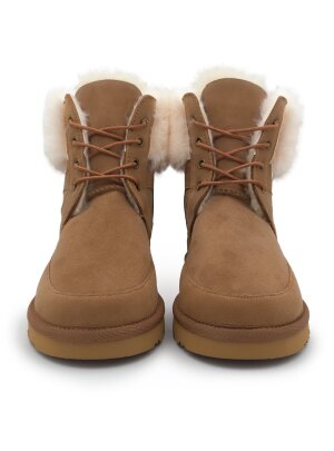 Rohn Lammfell Boots für Damen und Herren, Winterstiefel Skara braun 39
