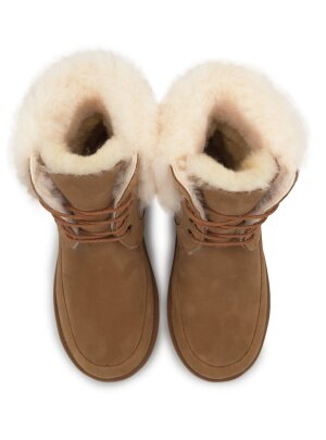 Rohn Lammfell Boots für Damen und Herren, Winterstiefel Skara braun 39