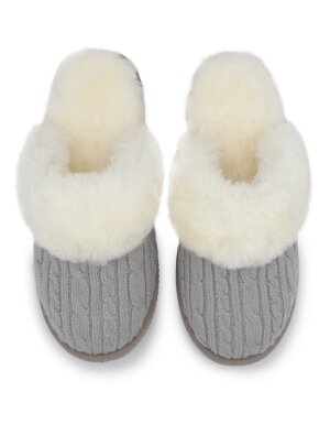 Rohn Pantoffel Alpaka Hausschuhe Peru echtes Alpaka Fell grau 42