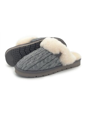 Pantoffel Slipper Hausschuhe echt Lammfell Rohn Nuri grau