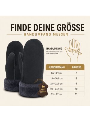 Lammfell Fausthandschuh Nepal für Damen Herren aus echtem Lammfell anthrazit