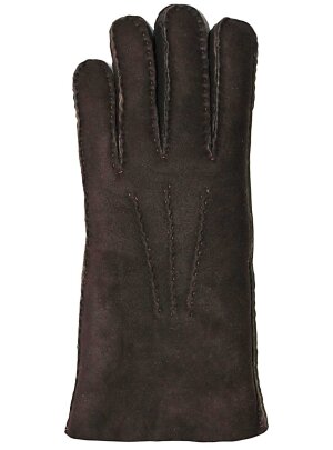 Fingerhandschuhe aus echtem curly Lammfell braun für Herren und Damen Gr. 9,5