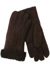 Fingerhandschuhe aus echtem curly Lammfell braun für Herren und Damen Gr. 9,5